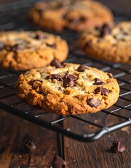 Freshly baked chocolate chip cookies