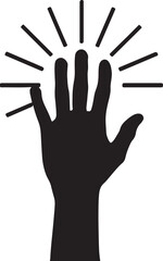 Fototapeta premium Raised Hand Silhouette with Radiating Light Rays - Concept of Attention, Voting, or Power
