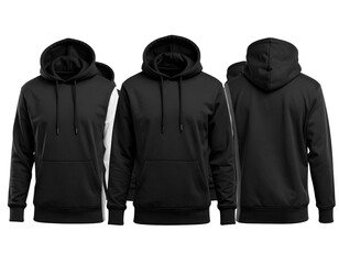 Mens Hoodie Sweatshirt Template | Black Pullover Mockup for Design.