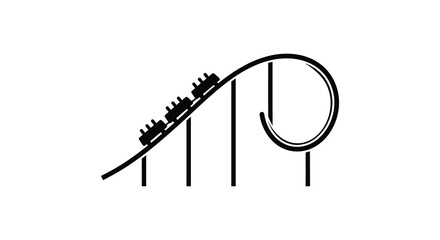 A simple black and white illustration of a thrilling roller coaster silhouette