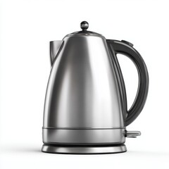 Fototapeta premium Modern Brushed Stainless Steel Electric Kettle for Kitchen Appliances Isolated on White Background