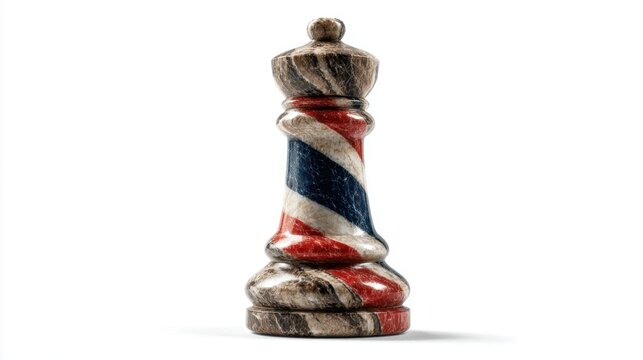 Striped Barber Pole Chess Queen Piece Unique Design Isolated on White Background Perfect for business strategy concepts