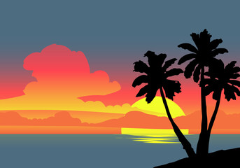 Beautiful tropical beach at sunset