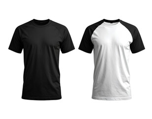  Realistic T-Shirt Mockup | Front View Black & White Tee Template for Print.