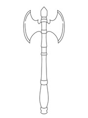 Medieval Fantasy Weapons axe Line Art Vector