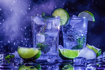 Vodka, alcoholic beverage at the bar