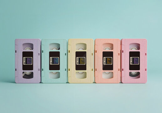 Pastel Retro Cassette Tape Mockup