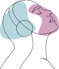 Abstract face profile with pastel shapes woman head