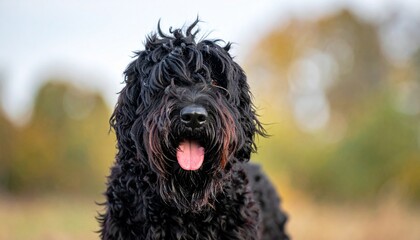 Black Russian Terrier Dog Close-up Portrait