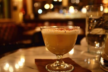Irish coffee, alcoholic beverage at a bar
