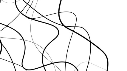 Abstract random black line patterns in detailed vector illustration design placed on a clean white background