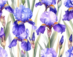 Delicate Irises White Background 