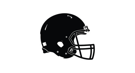 An isolated black football helmet graphic on a white background silhouette