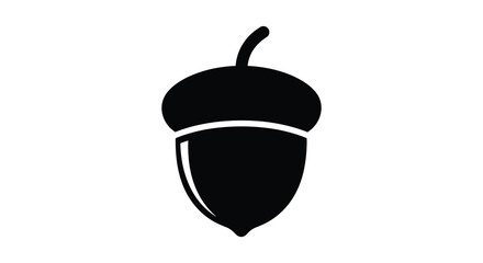 Simple black and white illustration of an acorn a natural silhouette