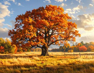 Autumnal splendor of a majestic oak