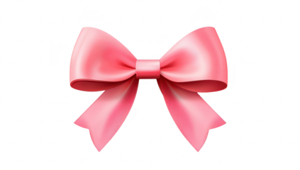 A beautifully crafted pink ribbon bow. elegantly tied with smooth edges. set against a clean white background. perfect for gift wrapping or decorative purposes