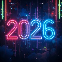 2026 glowing digital numerals
