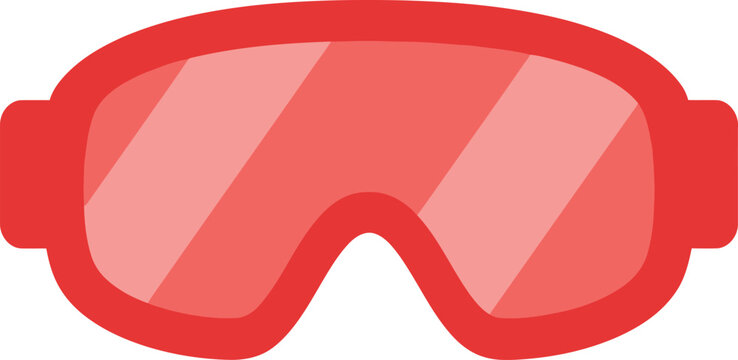 Bright red ski goggles with tinted lenses perfect for snowboarding and winter sports protection isolated on transparent background