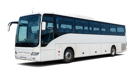 Modern white tour bus isolated on white background