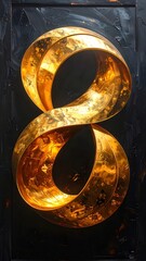 Golden infinity symbol on dark background