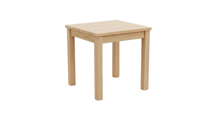 A minimalist square wooden end table or small stool made from natural light wood, a plain furniture object isolated on a clean white background