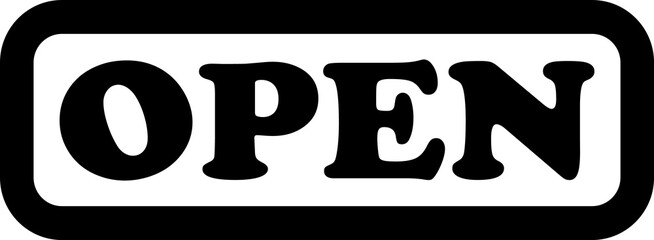 Clean flat vector illustration of Open text in modern lettering style isolated on white background. Ideal for design, signage, print, and creative projects.