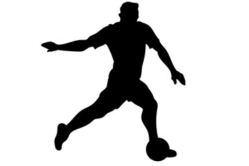 Silhouette of a male athlete running with the ball, demonstrating speed on the soccer field