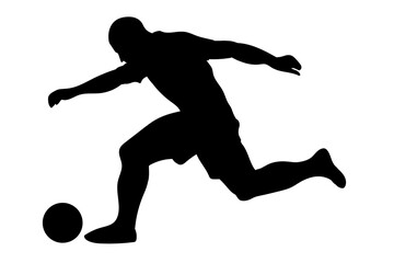 Sports silhouette preparing a powerful shot on goal with extended leg