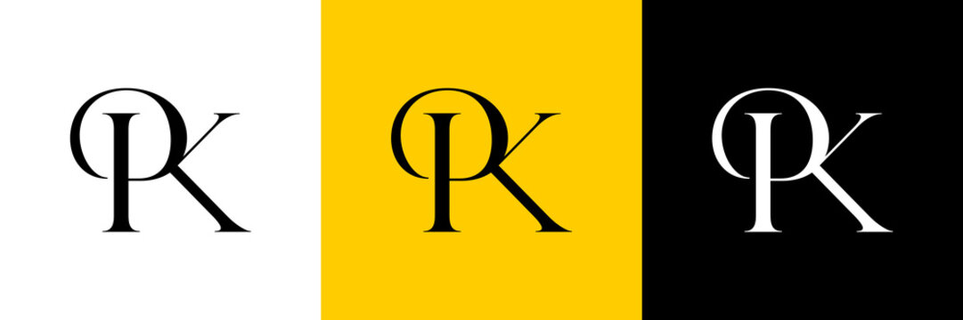 PK Letter Abstract Logo Design Vector , Initial Logo for Brand Company , Vector Illustration