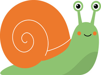 Charming cartoon snail with orange shell and green body a whimsical creature for engaging visuals and childrens content isolated on transparent background
