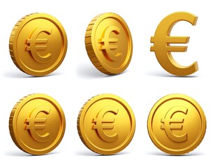Golden euro coin illustrations