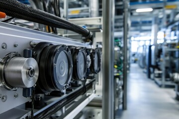 Fototapeta premium Industrial machinery highlighting precision engineering and advanced manufacturing tech