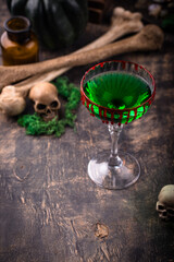 Halloween green zombie martini cocktail