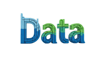 Colorful Building Block Style Data Typography With Transparent Background