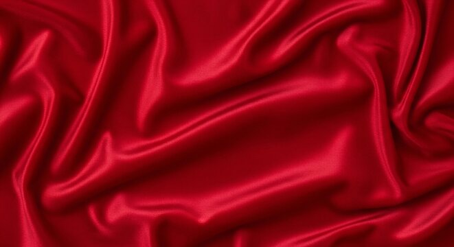 Draped red silk fabric with soft folds and highlights
