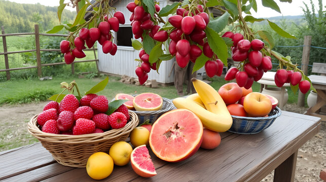 Sweet fruit at grandma's in the countryside