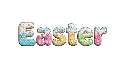 Whimsical Easter Text With A Textured Fabric Design On A Transparent Background