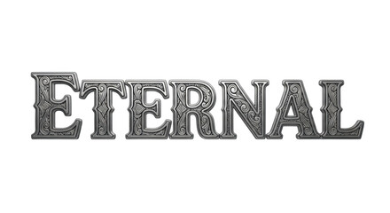 Detailed Metal Text Effect for the Word Eternal Transparent Background