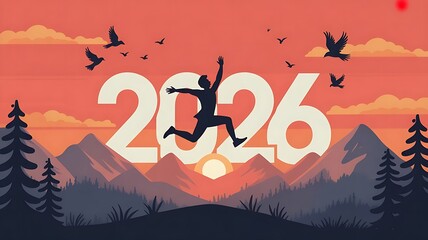 Embrace 2026 with vibrant hopes and new beginnings amidst nature's beauty, symbolizing a leap into a bright future and boundless possibilities