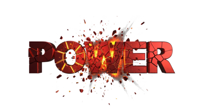 Explosive Fiery Power Text Effect With Transparent Background And Name Written - Powered by Adobe