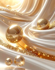 Obraz premium Golden fabric with spheres