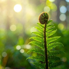 Fern sprout in sunlight
