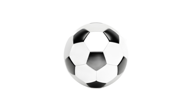 A classic black and white soccer ball, presented as a plain object without any brand logo or shadow, isolated on a clean white background in ultra high resolution