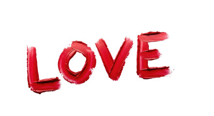 The word Love written in bold red letters with a transparent background highlighting the text