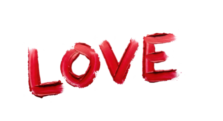 The word Love written in bold red letters with a transparent background highlighting the text