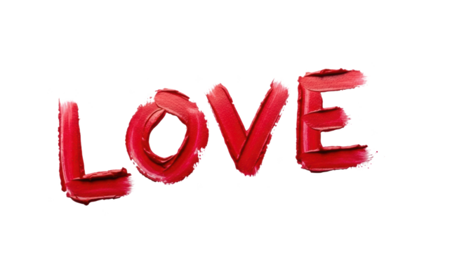 The word Love written in bold red letters with a transparent background highlighting the text