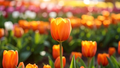Vibrant orange tulips in a garden (1)
