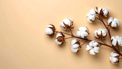 Cotton branch on beige background (1)