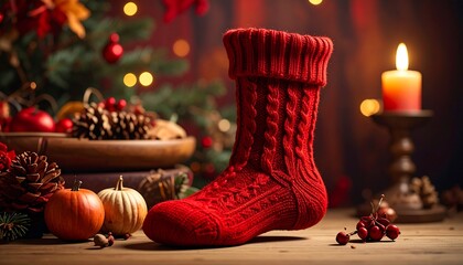 Festive red Christmas stocking