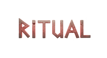 Mysterious Ancient Ritual Symbols Carved into Stone with Eerie Red Glow on Transparent Background